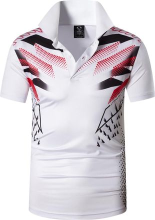 Jeansian Mens Short Sleeve Polo T-Shirts Wicking Breathable Running Training Sports Tee Tops LSL304 White M
