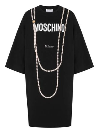 Moschino logo-print mini dress - Black