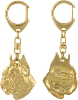 OEM Boxer, Boxer Ii - Llavero Ba&ntilde;ado En Oro Con Perro, Decoraci&oacute;n Para Bolsos, Accesorio De Lujo De Art-dog