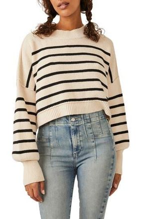 Free People Easy Street Stripe Rib Crop Sweater in Pearl Combo at Nordstrom Rack, Size X-Large