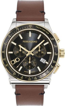 Ferragamo 1927 Chronograph Leather Strap Watch, 42mm in Two Tone at Nordstrom