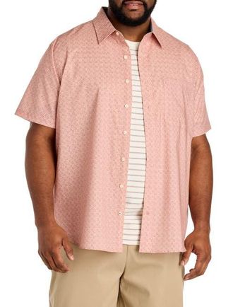 Nautica Big & Tall Geometric Print Sport Shirt V2 in Ashrose at Nordstrom, Size Xx-Large