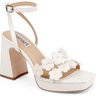 Badgley Mischka Waverly Ankle Strap Platform Sandal in Cream Leather at Nordstrom, Size 6.5