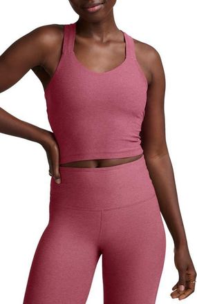 Beyond Yoga Twist Through Crop Tank in Smooth Mauve Heather at Nordstrom, Size X-Small