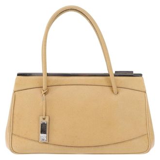 Gucci Vintage Handbag Leather Beige Leather Handbag (Pre-Owned)