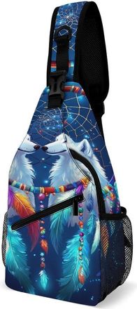 Generic Wolf Mens Crossbody Chest Sling Bag for Travel Hiking Lightweight Shoulder Bags with Small Side