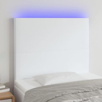vidaXL Cabecero Con Luces Led Cuero Sint&eacute;tico Blanco 80x5x118/128 Cm Vidaxl