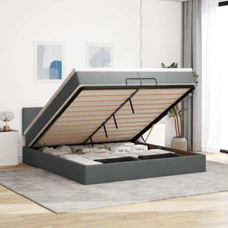 vidaXL Estructura Cama Otomana Colchones Tela Gris Oscuro 200x200cm
