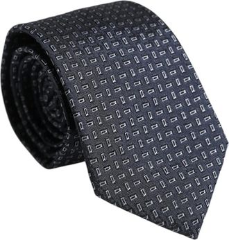 Dolce & Gabbana Donkerblauwe Zijden Stropdas met Patroon - Heren - Stropdassen - Blauw - ONE Size - Accessoires