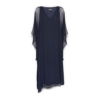 Elena Miro Lange Georgette Jurk - Dames - Feestkleedjes - Blauw - 6XL - Polyester - Kleedjes
