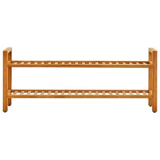 Berkfield Home Shoe Rack with 2 Shelves 100x27x40 cm Solid Oak Wood in Brown | Size: 100 x 27 x 40 cm