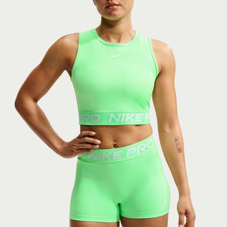 Nike Womens Nike Pro Dri-FIT Cropped Tank Top in Green | FZ3615-336