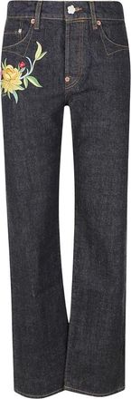Kenzo Wildflower Regular Pant - Dames - Regular Fit Jeans - Blauw - W28 - Katoen - Jeans