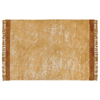 Beliani Beliani - Alfombra De Viscosa Naranja Blanco 160 X 230 Cm Algod&oacute;n Flecos Moderno Hanli