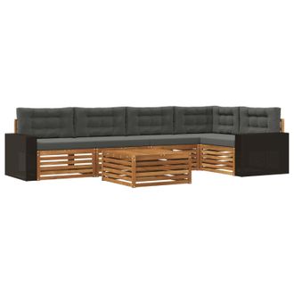 vidaXL Conjunto De Sof&aacute;s De Exterior 6 Pcs Natural Y Antracita Vidaxl