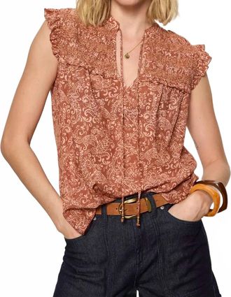 Sanctuary Free Feeling Smocked Blouse In Mosaic Clay