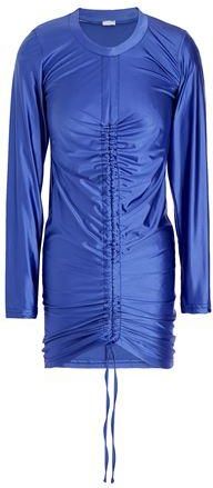 8 by YOOX SATIN RUFFLED FRONT L/SLEEVE MINI DRESS