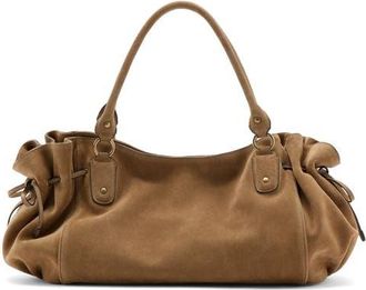 Mango Starring Hailey Bieber Suede Shoulder Bag in Medium Brown at Nordstrom