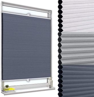 Woltu Tenda Plissettata A Nido DApe Tende Avvolgibili Oscurante Al Per Finestra Blu-bianco 95x120 Cm - Woltu