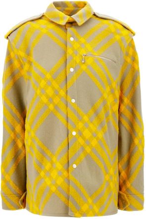 Burberry Geruite wollen overshirt - Dames - Zomerjassen - Veelkleurig - 4XS - Wol - Jassen