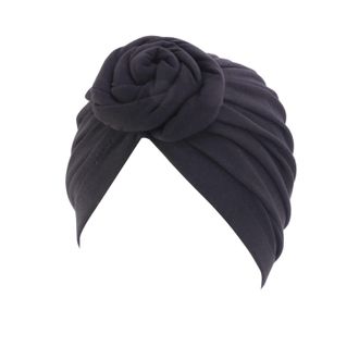 Generic Turban Headband Women Head Scarf Hat Cap Hair Scarf Turban Head Wrap Turban Hats Headwear Womens Top Knot Headbands (Black, One Size)