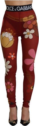 Dolce & Gabbana Leggings met bloemenprint en hoge taille - Dames - Leggings - Veelkleurig - XS - Broeken