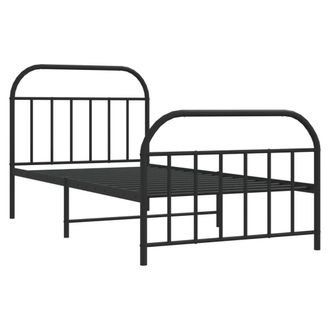 Berkfield Home Metal Bed Frame with Headboard & Footboard Black 107x203 cm