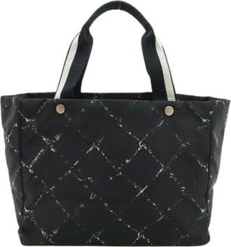 Chanel Pre-owned Tote Bags, female, Black, Size: ONE SIZE Pre-owned Travel Line Nylon Tote Bag