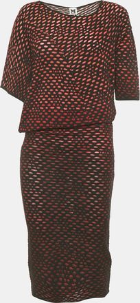M Missoni Black/red Patterned Knit Flared Mini Dress