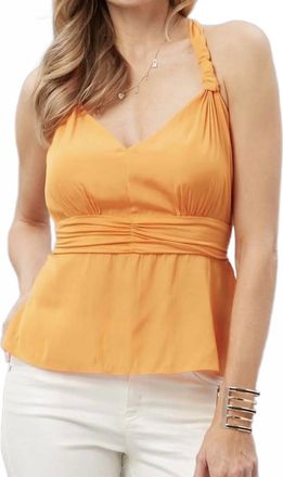 Lola & Sophie Halter-Neck Tie Tank In Orange