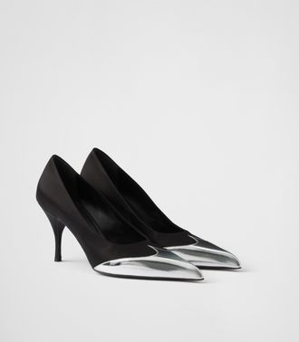 Prada Satin and metallic leather pumps