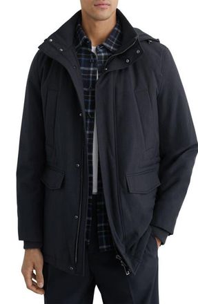 Reiss Lord Padded Coat with Removable Hood in Navy at Nordstrom, Size Xx-Large