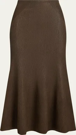 Ralph Lauren Collection Adrianna Foiled Rib-Knit Sweater Skirt