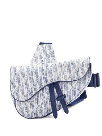 Dior Saddle Oblique Kasuri Jacquard crossbody bag - Blauw