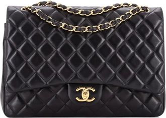 Chanel Classic Double Flap Bag Quilted Lambskin Maxi shoulder bag - Zwart