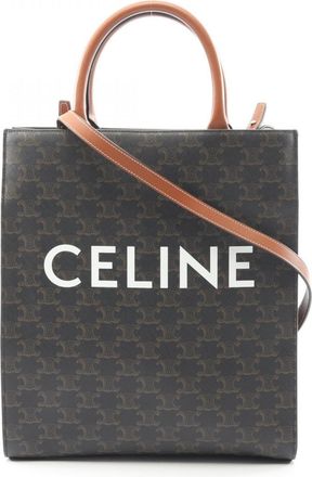 Celine Black Brown Coated Canvas Pvc Leather Tote Bag (Pre-Owned)