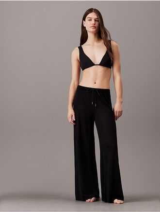 Calvin Klein Womens Wide Leg Knit Pants - Black - XS