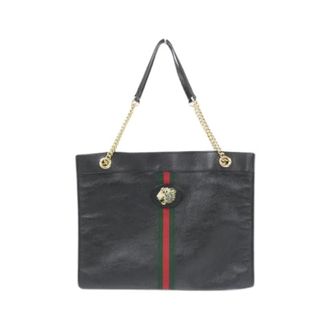 Gucci Pre-owned Tote Bags, unisex, Black, Size: ONE SIZE Pre-owned Rajah Leather Tote Bag