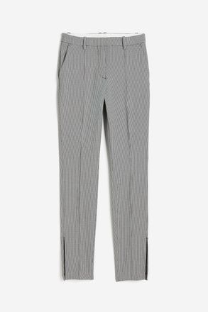 H&M Hose mit Beinschlitzen - Schwarz/Hahnentrittmuster