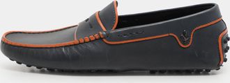 Tod's Tods For Ferrari Blue/orange Leather Penny Loafers