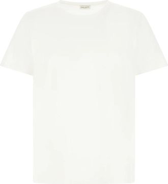Saint Laurent Cassandre T-shirt - Heren - T-shirts - Wit - 2XL - Katoen - Tops
