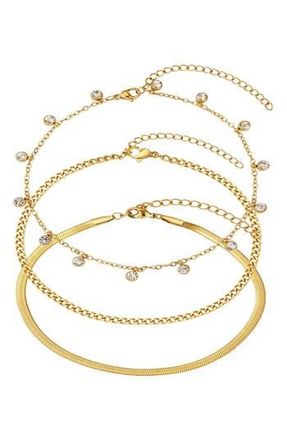 Adornia Set of 3 18K Gold Plated Assorted Anklets at Nordstrom Rack