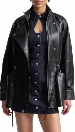 Avec Les Filles Slouchy Leather Jacket in Black at Nordstrom, Size X-Large