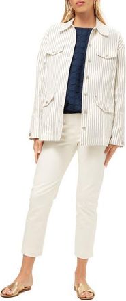 Trina Turk The Game Striped Oversized Jacket in Whitewash/ink at Nordstrom, Size Xx-Large