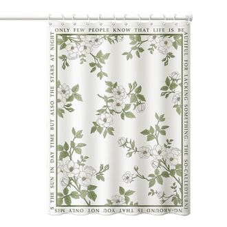 OEM Cortina De Ducha - 150 X 200 Cm - Impresa Con Patr&oacute;n De Hojas Verdes - Resistente Al Moho - Impermeable - Con 10 Ganchos