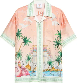 Casablanca Ethereal Print Silk Camp Shirt in Silk Twill at Nordstrom, Size X-Large