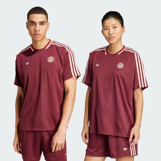 adidas Originals Unisex FC Bayern Terrace Icons Jersey - Dark Red Recycled Material - Size X-Small