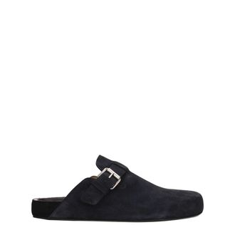 Isabel Marant Black Leather Mens Slippers
