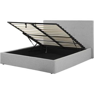 Beliani Ottoman Bed Fabric LORIENT 160 x 200 cm (EU King Size) Grey