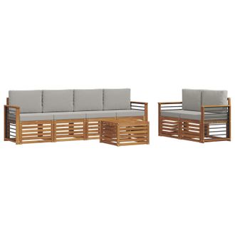 vidaXL Conjunto De Sof&aacute;s De Exterior 7 Pcs Gris Natural Y Claro Vidaxl